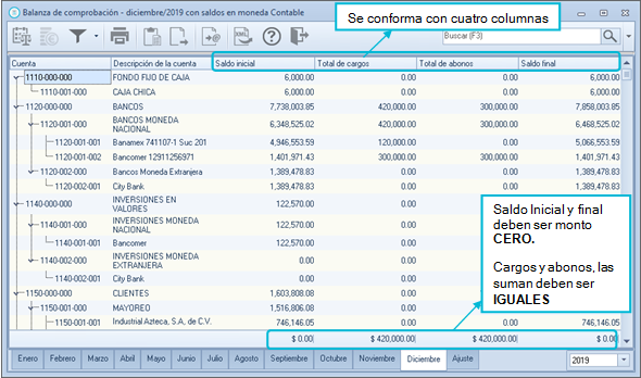 Balanza De Comprobación Coi